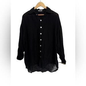 Vitamin A  Black Linen Women's Long Sleeve Shirt